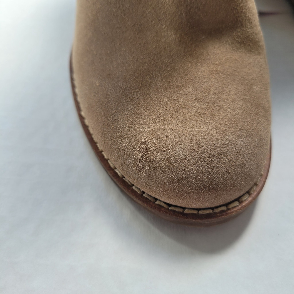 NWOB Lucky Brand Yimme Suede Ankle Wedge Bootie oatmeal Brown 8.5M/39 - Picture 7 of 8